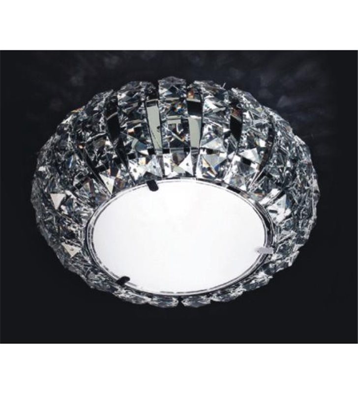 Kryształowy okrągły plafon z kwadratowymi bezbarwnymi kryształkami Monde 270 - OD RĘKI