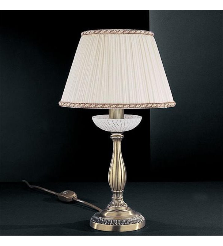 Stylowa klasyczna lampa stołowa włoska z białym abażurem Mantova - OD RĘKI