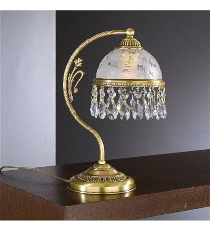 Lampka nocna Brugherio z kryształami styl klasyczny do salonu sypialni na komodę stolik nocny