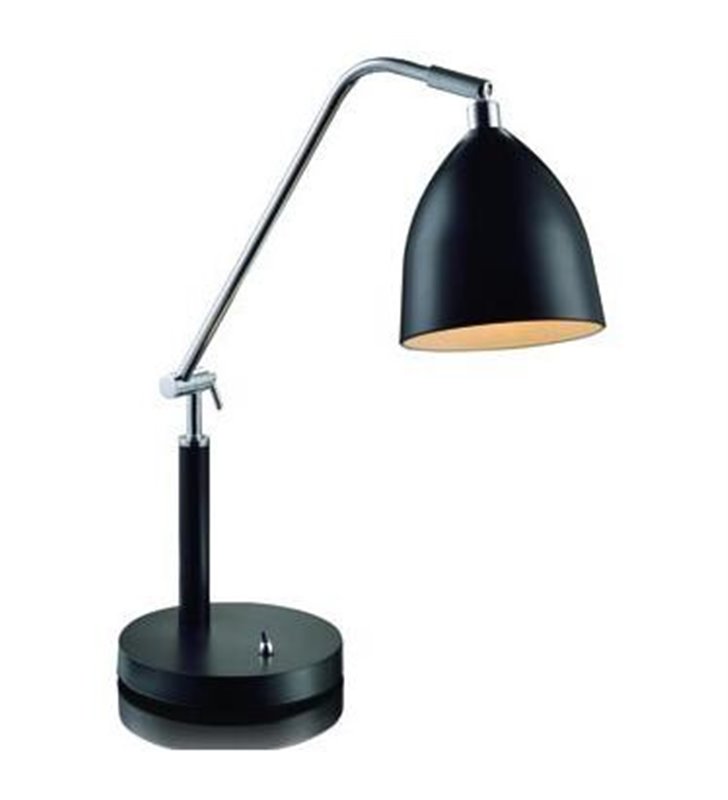 Czarna metalowa lampa biurkowa Fredrikshamn z regulacją włącznik na podstawie