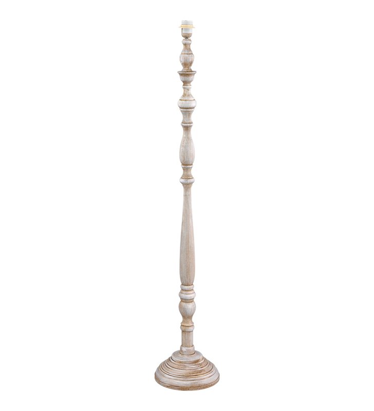 Linnington podstawa lampy podłogowej wykonana z drewna kolor biały patynowany włącznik nożny na kablu