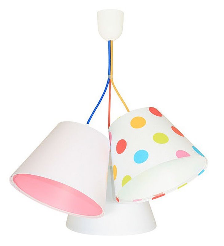 Lampa dziewczęca 3 materiałowe abażury Kolorowe Grochy wielobarwna dziecięca