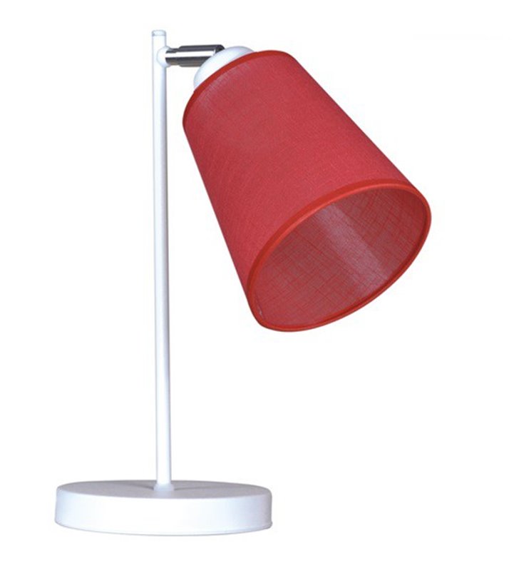 Lampa stołowa Pescara biała z czerwonym abażurem