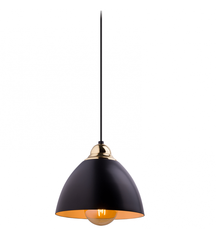 25cm metalowa lampa wisząca Oro czarna ze złotym wykończeniem do kuchni salonu jadalni sypialni